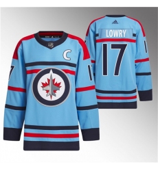 Men Winnipeg Jets 17 Adam Lowry Light Blue Anniversary Primegreen Stitched Jersey