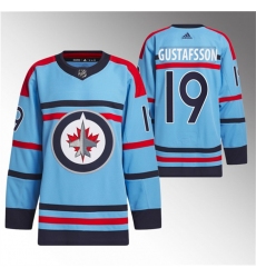 Men Winnipeg Jets 19 David Gustafsson Light Blue Anniversary Primegreen Stitched Jersey