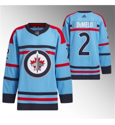 Men Winnipeg Jets 2 Dylan DeMelo Light Blue Anniversary Primegreen Stitched Jersey