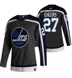 Men Winnipeg Jets 27 Nikolaj Ehlers Black Adidas 2020 21 Reverse Retro Alternate NHL Jersey