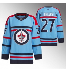 Men Winnipeg Jets 27 Nikolaj Ehlers Light Blue Anniversary Primegreen Stitched Jersey