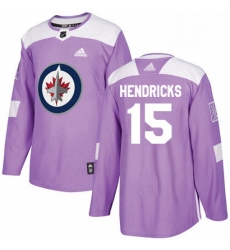 Mens Adidas Winnipeg Jets 15 Matt Hendricks Authentic Purple Fights Cancer Practice NHL Jersey 