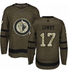 Mens Adidas Winnipeg Jets 17 Adam Lowry Authentic Green Salute to Service NHL Jersey 