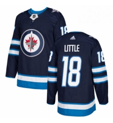 Mens Adidas Winnipeg Jets 18 Bryan Little Authentic Navy Blue Home NHL Jersey 