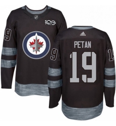 Mens Adidas Winnipeg Jets 19 Nic Petan Authentic Black 1917 2017 100th Anniversary NHL Jersey 