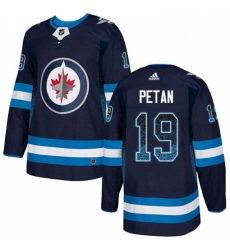 Mens Adidas Winnipeg Jets 19 Nic Petan Authentic Navy Blue Drift Fashion NHL Jersey 