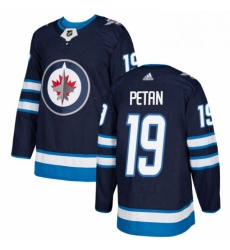 Mens Adidas Winnipeg Jets 19 Nic Petan Authentic Navy Blue Home NHL Jersey 