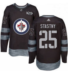Mens Adidas Winnipeg Jets 25 Paul Stastny Authentic Black 1917 2017 100th Anniversary NHL Jersey 