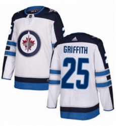 Mens Adidas Winnipeg Jets 25 Seth Griffith Authentic White Away NHL Jersey 