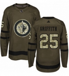 Mens Adidas Winnipeg Jets 25 Seth Griffith Premier Green Salute to Service NHL Jersey 