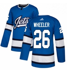 Mens Adidas Winnipeg Jets 26 Blake Wheeler Authentic Blue Alternate NHL Jersey 