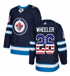 Mens Adidas Winnipeg Jets 26 Blake Wheeler Authentic Navy Blue USA Flag Fashion NHL Jersey 