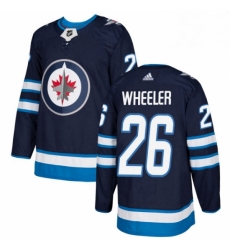 Mens Adidas Winnipeg Jets 26 Blake Wheeler Premier Navy Blue Home NHL Jersey 