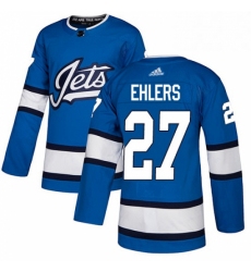 Mens Adidas Winnipeg Jets 27 Nikolaj Ehlers Authentic Blue Alternate NHL Jersey 