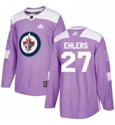 Mens Adidas Winnipeg Jets 27 Nikolaj Ehlers Authentic Purple Fights Cancer Practice NHL Jersey 