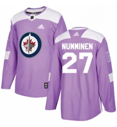 Mens Adidas Winnipeg Jets 27 Teppo Numminen Authentic Purple Fights Cancer Practice NHL Jersey 