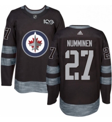 Mens Adidas Winnipeg Jets 27 Teppo Numminen Premier Black 1917 2017 100th Anniversary NHL Jersey 