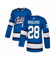 Mens Adidas Winnipeg Jets 28 Jack Roslovic Authentic Blue Alternate NHL Jersey 