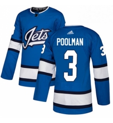 Mens Adidas Winnipeg Jets 3 Tucker Poolman Authentic Blue Alternate NHL Jersey 