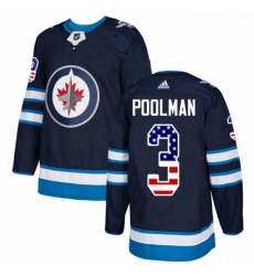 Mens Adidas Winnipeg Jets 3 Tucker Poolman Authentic Navy Blue USA Flag Fashion NHL Jersey 
