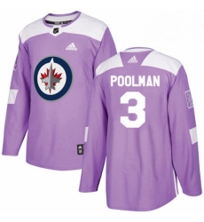 Mens Adidas Winnipeg Jets 3 Tucker Poolman Authentic Purple Fights Cancer Practice NHL Jersey 