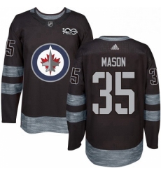Mens Adidas Winnipeg Jets 35 Steve Mason Authentic Black 1917 2017 100th Anniversary NHL Jersey 