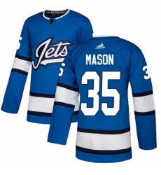 Mens Adidas Winnipeg Jets 35 Steve Mason Authentic Blue Alternate NHL Jersey 