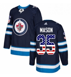 Mens Adidas Winnipeg Jets 35 Steve Mason Authentic Navy Blue USA Flag Fashion NHL Jersey 