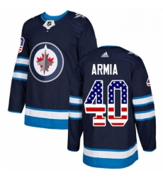 Mens Adidas Winnipeg Jets 40 Joel Armia Authentic Navy Blue USA Flag Fashion NHL Jersey 