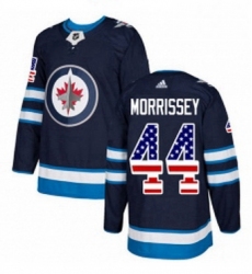 Mens Adidas Winnipeg Jets 44 Josh Morrissey Authentic Navy Blue USA Flag Fashion NHL Jersey 