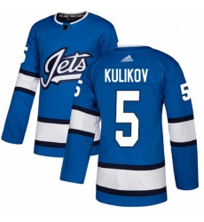Mens Adidas Winnipeg Jets 5 Dmitry Kulikov Authentic Blue Alternate NHL Jersey 