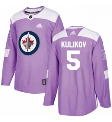 Mens Adidas Winnipeg Jets 5 Dmitry Kulikov Authentic Purple Fights Cancer Practice NHL Jersey 
