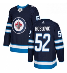 Mens Adidas Winnipeg Jets 52 Jack Roslovic Authentic Navy Blue Home NHL Jersey 