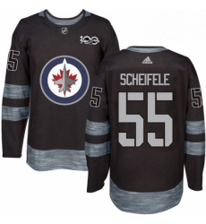 Mens Adidas Winnipeg Jets 55 Mark Scheifele Authentic Black 1917 2017 100th Anniversary NHL Jersey 