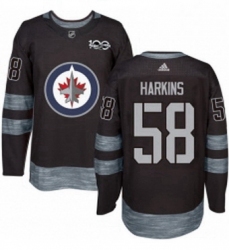 Mens Adidas Winnipeg Jets 58 Jansen Harkins Authentic Black 1917 2017 100th Anniversary NHL Jersey 