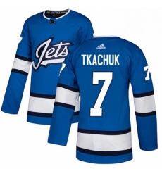 Mens Adidas Winnipeg Jets 7 Keith Tkachuk Authentic Blue Alternate NHL Jersey 