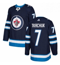 Mens Adidas Winnipeg Jets 7 Keith Tkachuk Authentic Navy Blue Home NHL Jersey 