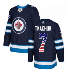 Mens Adidas Winnipeg Jets 7 Keith Tkachuk Authentic Navy Blue USA Flag Fashion NHL Jersey 
