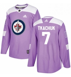 Mens Adidas Winnipeg Jets 7 Keith Tkachuk Authentic Purple Fights Cancer Practice NHL Jersey 