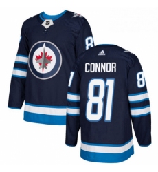 Mens Adidas Winnipeg Jets 81 Kyle Connor Authentic Navy Blue Home NHL Jersey 