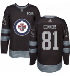 Mens Adidas Winnipeg Jets 81 Kyle Connor Premier Black 1917 2017 100th Anniversary NHL Jersey 