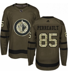 Mens Adidas Winnipeg Jets 85 Mathieu Perreault Authentic Green Salute to Service NHL Jersey 