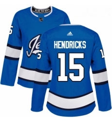 Womens Adidas Winnipeg Jets 15 Matt Hendricks Authentic Blue Alternate NHL Jersey 
