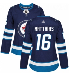 Womens Adidas Winnipeg Jets 16 Shawn Matthias Premier Navy Blue Home NHL Jersey 