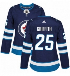 Womens Adidas Winnipeg Jets 25 Seth Griffith Authentic Navy Blue Home NHL Jersey 