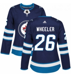 Womens Adidas Winnipeg Jets 26 Blake Wheeler Authentic Navy Blue Home NHL Jersey 