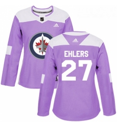Womens Adidas Winnipeg Jets 27 Nikolaj Ehlers Authentic Purple Fights Cancer Practice NHL Jersey 