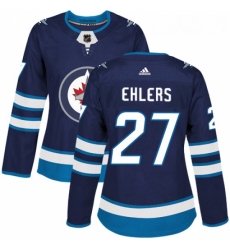 Womens Adidas Winnipeg Jets 27 Nikolaj Ehlers Premier Navy Blue Home NHL Jersey 