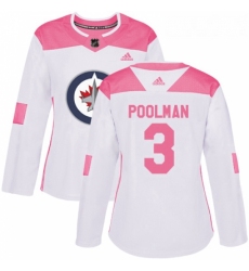 Womens Adidas Winnipeg Jets 3 Tucker Poolman Authentic WhitePink Fashion NHL Jersey 