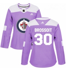 Womens Adidas Winnipeg Jets 30 Laurent Brossoit Authentic Purple Fights Cancer Practice NHL Jersey 